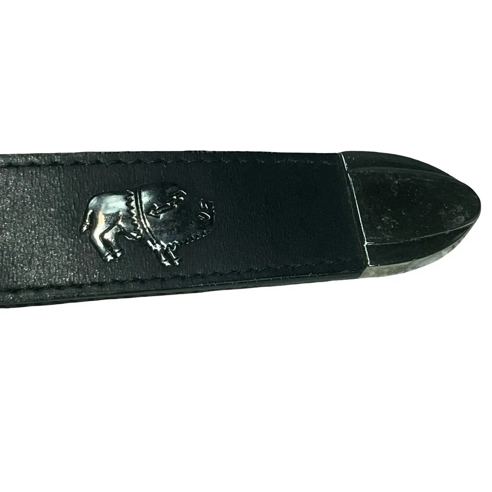 Sunbelt Womens Leather Belt Black Southwestern Silver Concho Emblems Western L
